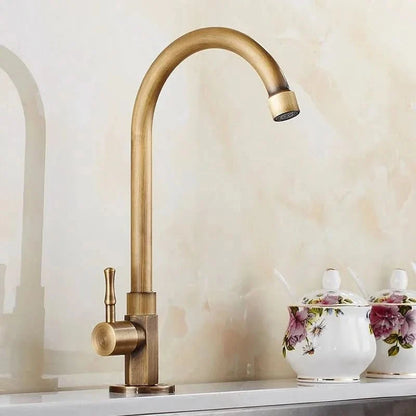 GOLDENSWAN Antique Brass Swan Neck Faucet