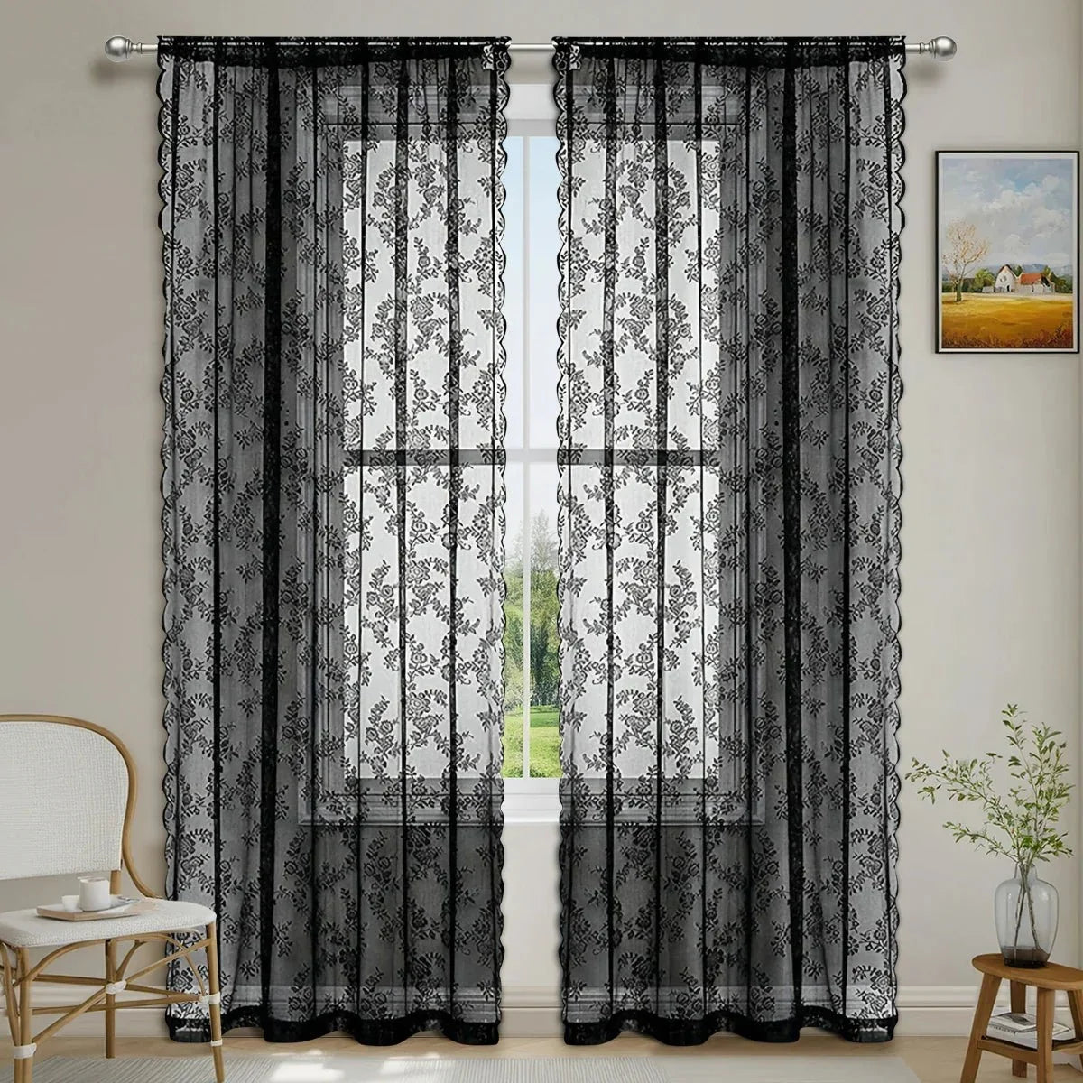 ROSALACE Romantic Rose Lace Curtain