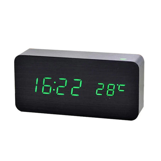 Digital Wood Alarm Clock, Silent LED Display Clock with Modern Wooden Design for Bedroom & Office