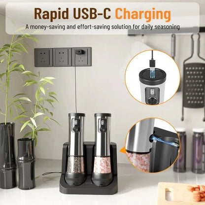 POWERMAHL Rechargeable Electric Salt and Pepper Grinder Set
