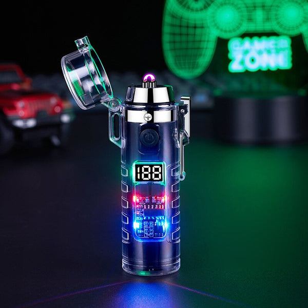Arc Lighter, Windproof Double Arc Lighter with Flashlight