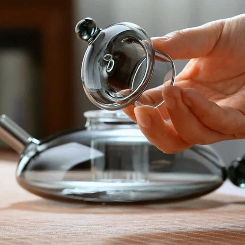 Glass Teapot, Heat Resistant Aesthetic Tea Pot for Loose Tea
