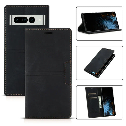 Google Pixel Wallet Case, Magnetic Leather Flip Case with Card Slots & Kickstand