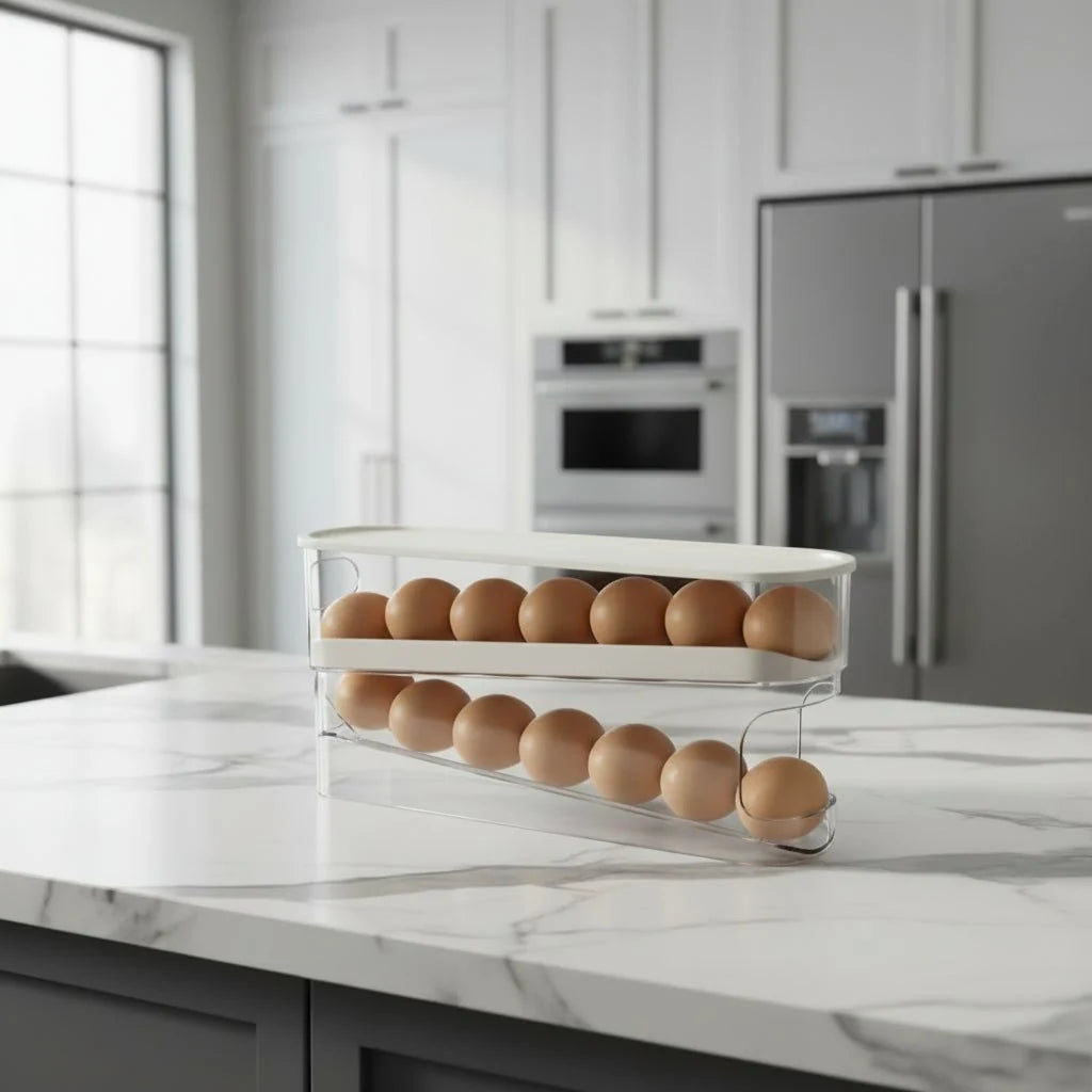 FLOWSTACK Automatic Rolling 2-layer Egg Organizer