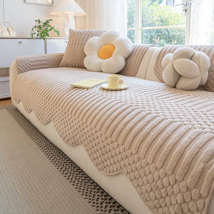 PLUSHCREAM Thick Tuft Fleece Sofa Cover