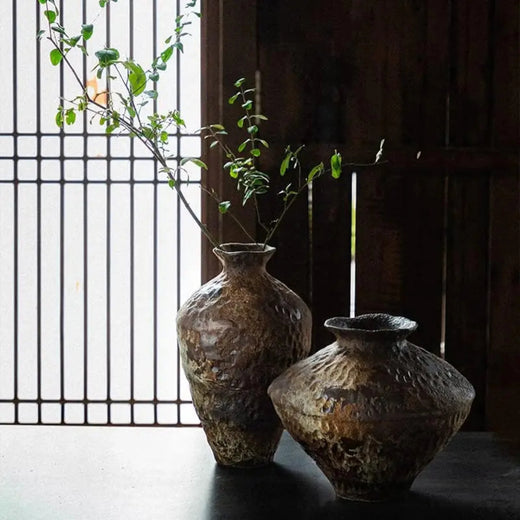 Rustic Vase, Ceramic Nest Vase for Table & Shelf Decor