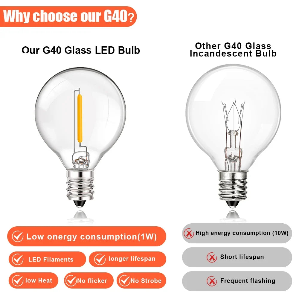 G40 LED Bulb, 1W 12V E12, for RVs and Boats