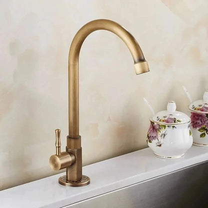 GOLDENSWAN Antique Brass Swan Neck Faucet