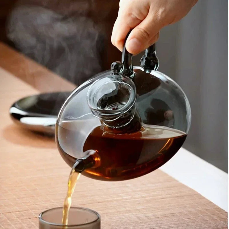 Glass Teapot, Heat Resistant Aesthetic Tea Pot for Loose Tea