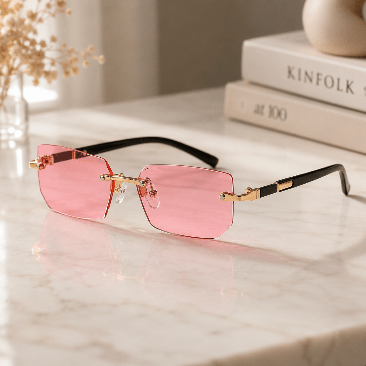 SHADEVISTA Rectangular Frameless Sunglasses