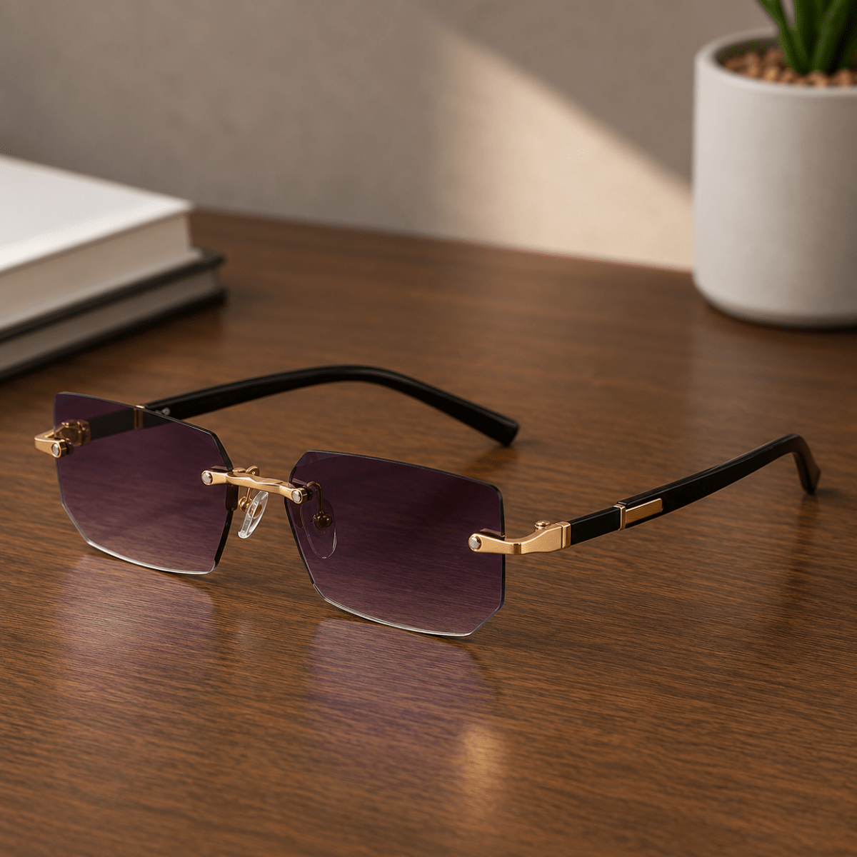 SHADEVISTA Rectangular Frameless Sunglasses