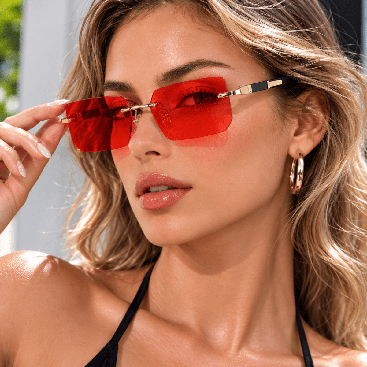 SHADEVISTA Rectangular Frameless Sunglasses