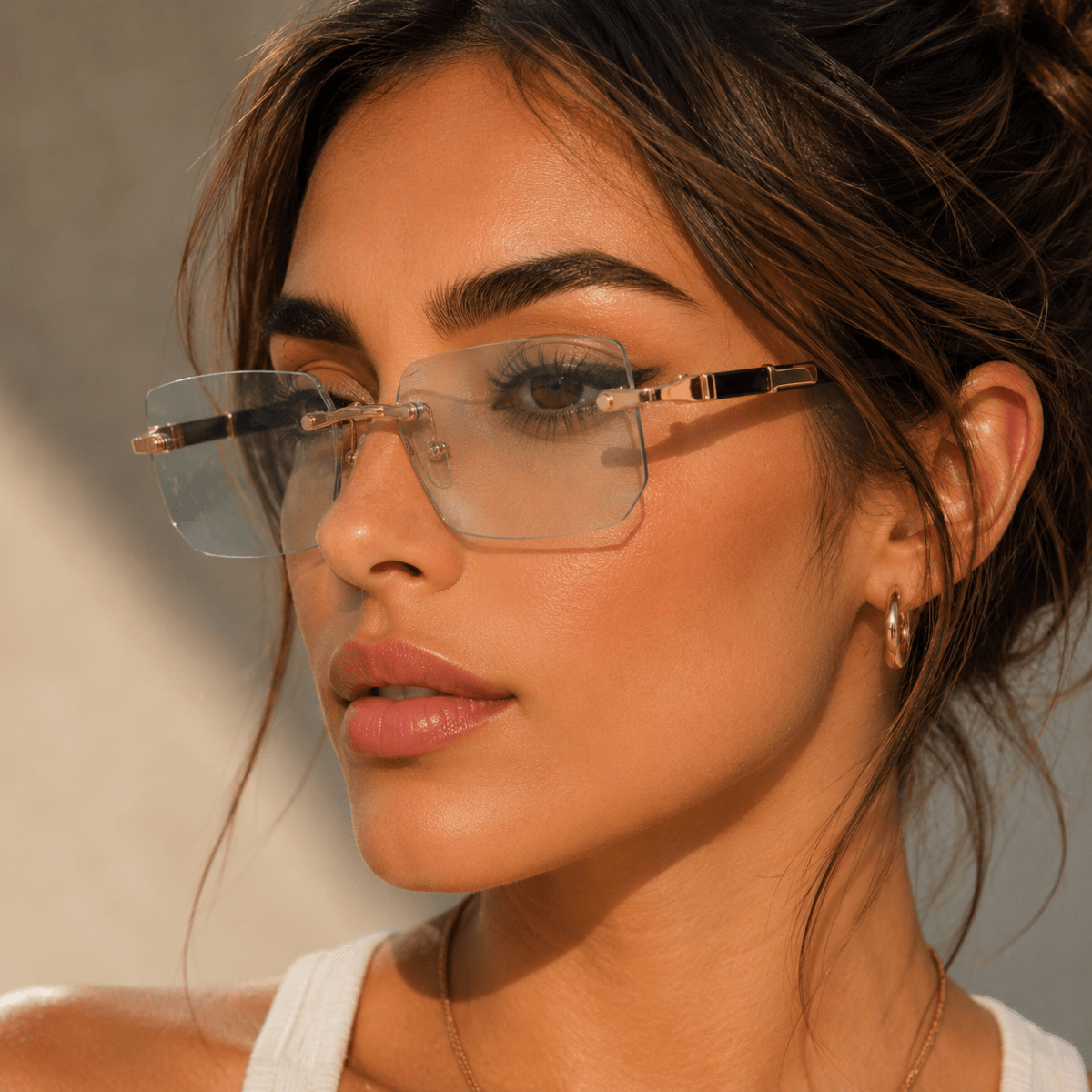 SHADEVISTA Rectangular Frameless Sunglasses