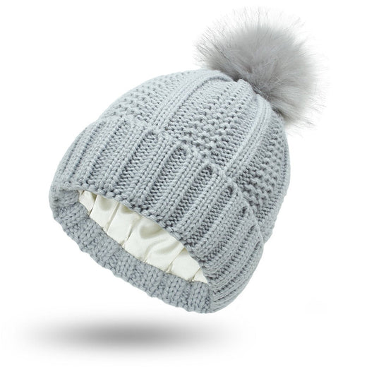 Pom Pom Beanie for Women, Anti Static Knit Winter Beanie Hat, Warm Beanie in Beige, Black & Gray