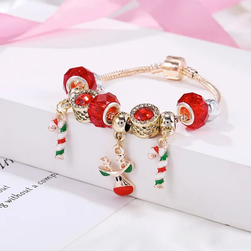 FROSTLET Festive Candy Cane Charm Bracelet