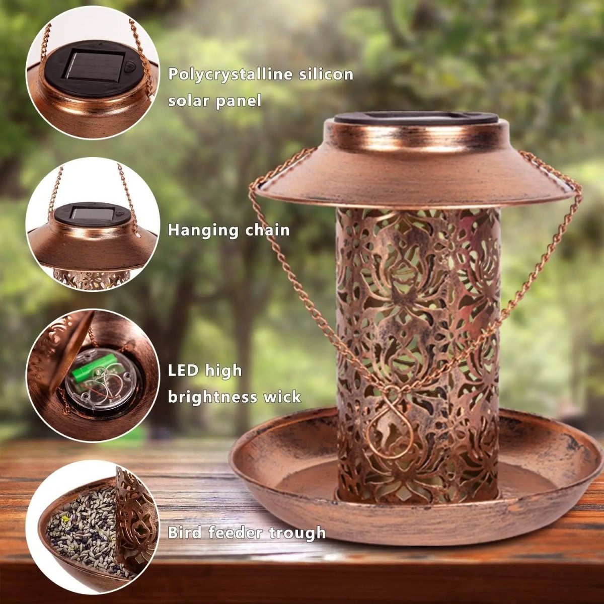 LUMIBLOOM LED-illuminated Solar Bird Feeder Station