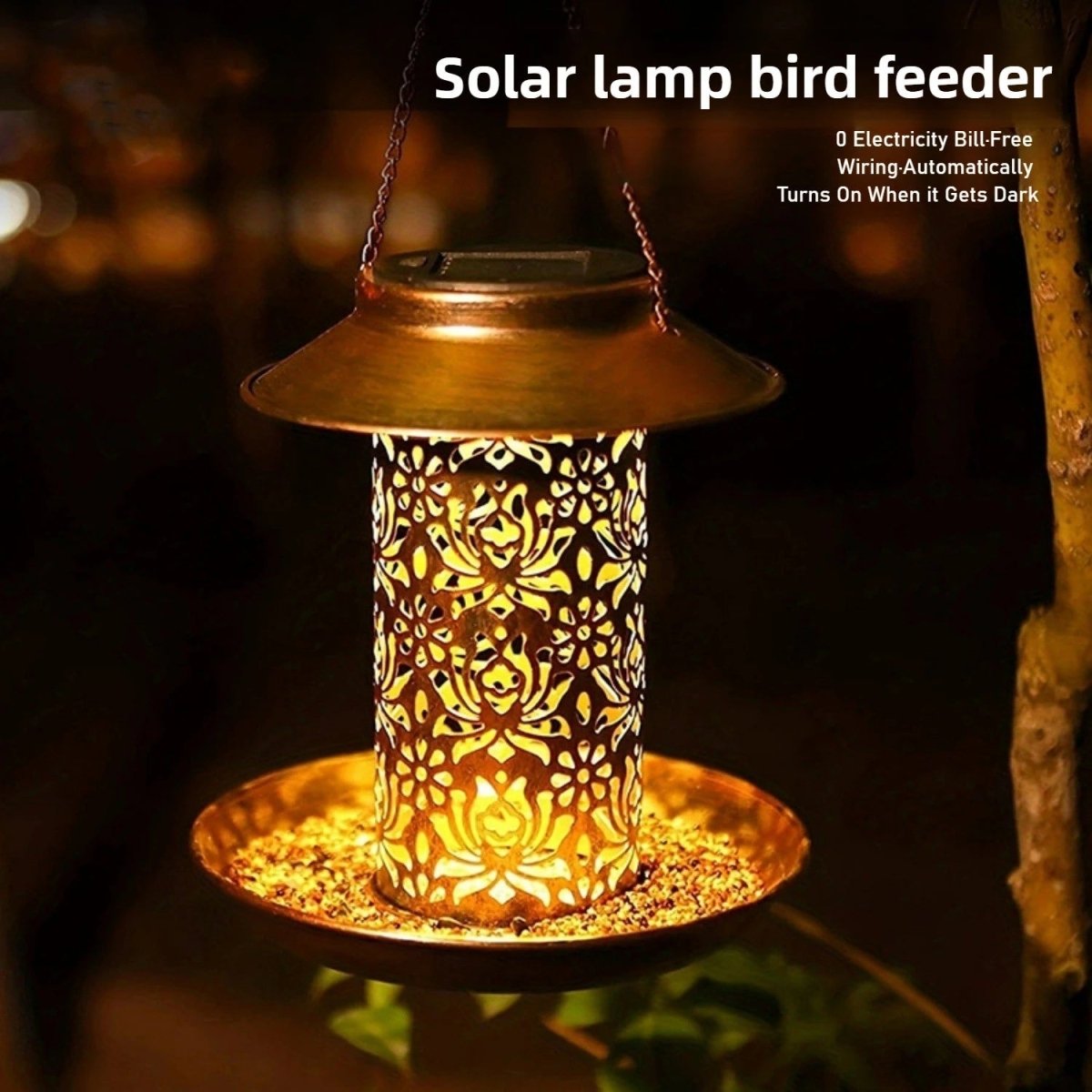 LUMIBLOOM LED-illuminated Solar Bird Feeder Station