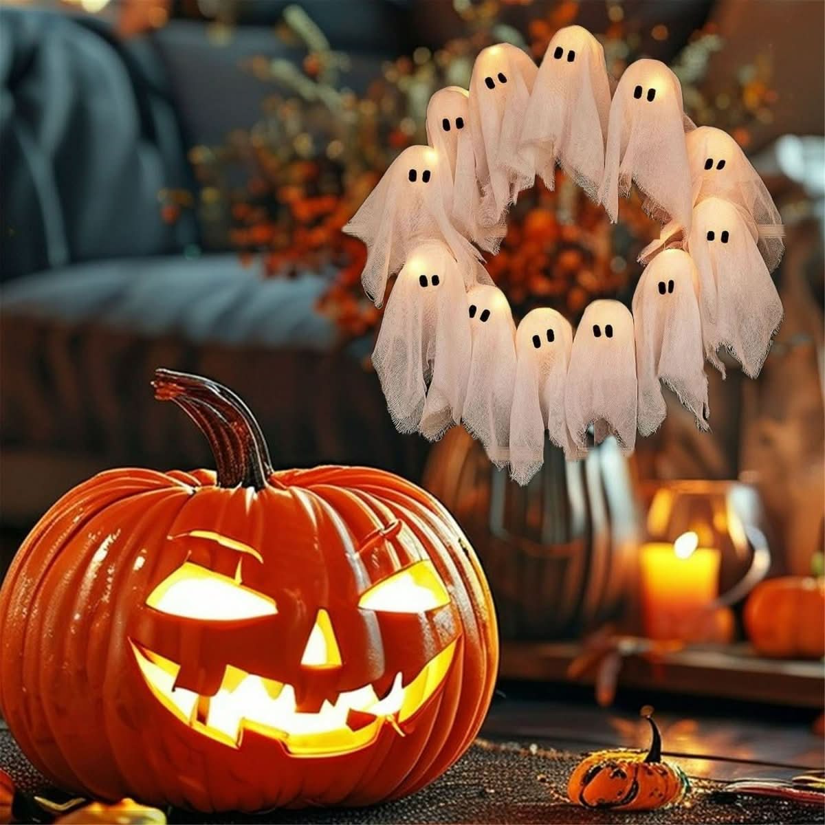 FrightLights LED Wreath Spooky Halloween Magic