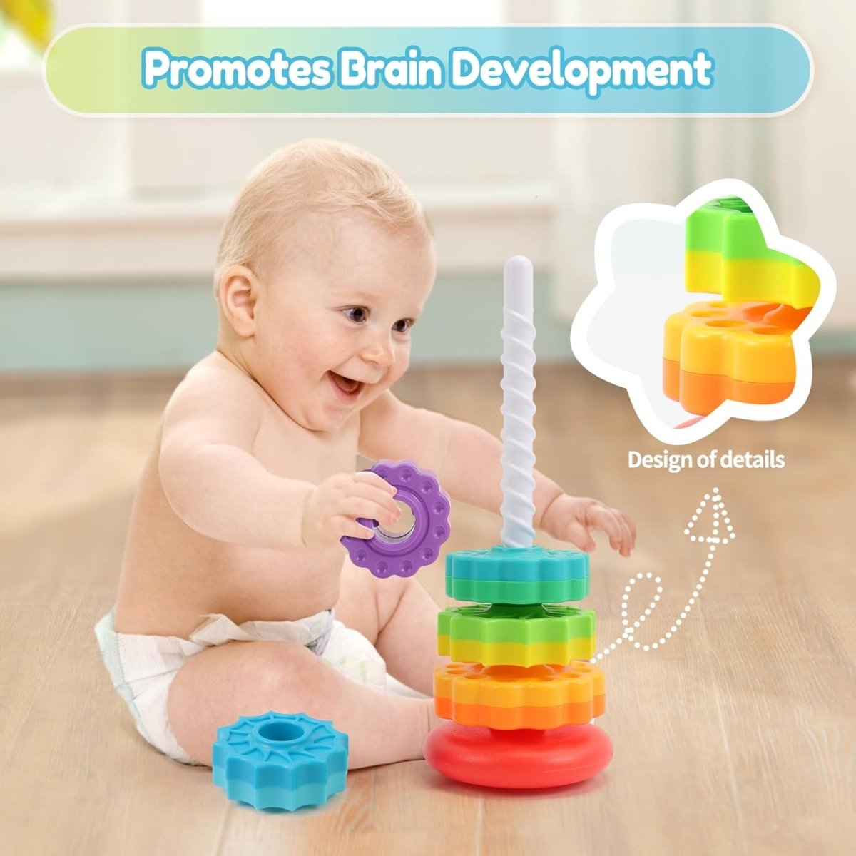 STACKIPEL Montessori Rainbow Stacking Toy