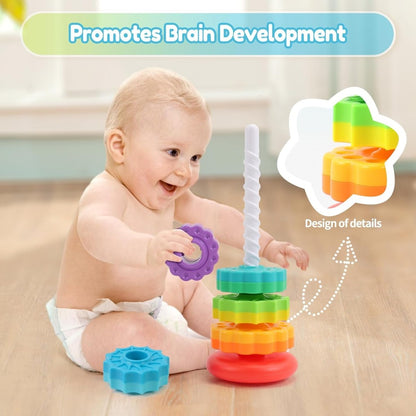 STACKIPEL Montessori Rainbow Stacking Toy