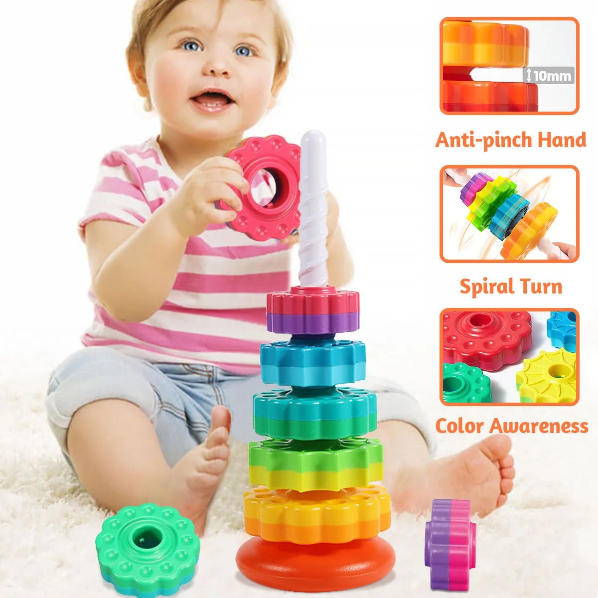 STACKIPEL Montessori Rainbow Stacking Toy