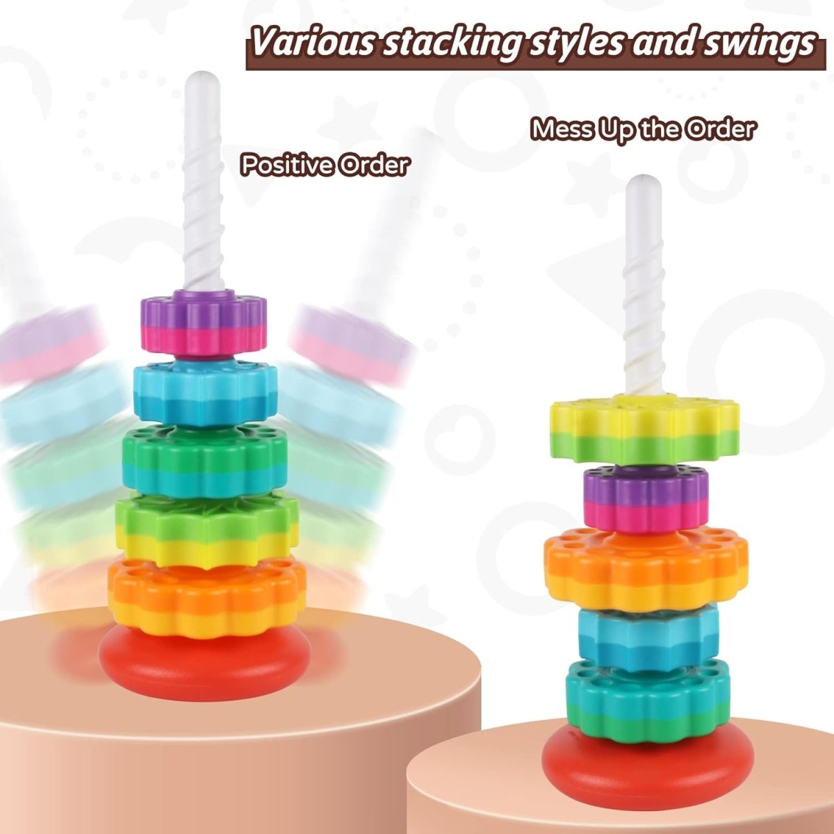 STACKIPEL Montessori Rainbow Stacking Toy
