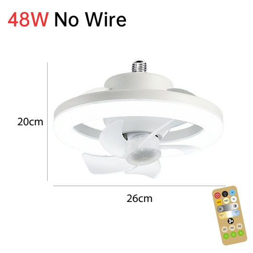 Ceiling Fan with Light, E27 Socket Fan Light with Remote Control, LED Ceiling Fan Lamp
