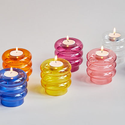 Glass Candle Holder, Spiral Taper Candle Holder