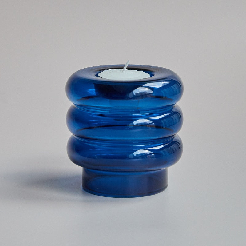 Glass Candle Holder, Spiral Taper Candle Holder