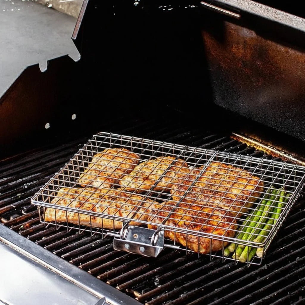GRILLBASK Portable Stainless Steel Grill Basket