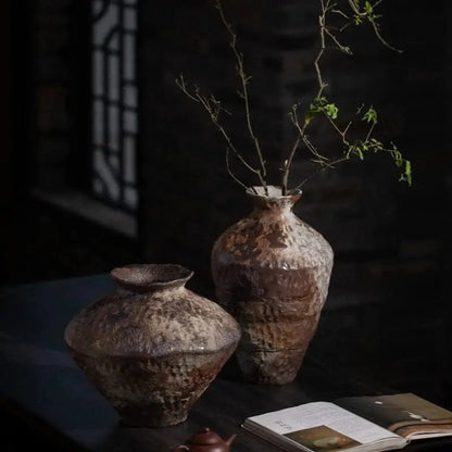 Rustic Vase, Ceramic Nest Vase for Table & Shelf Decor