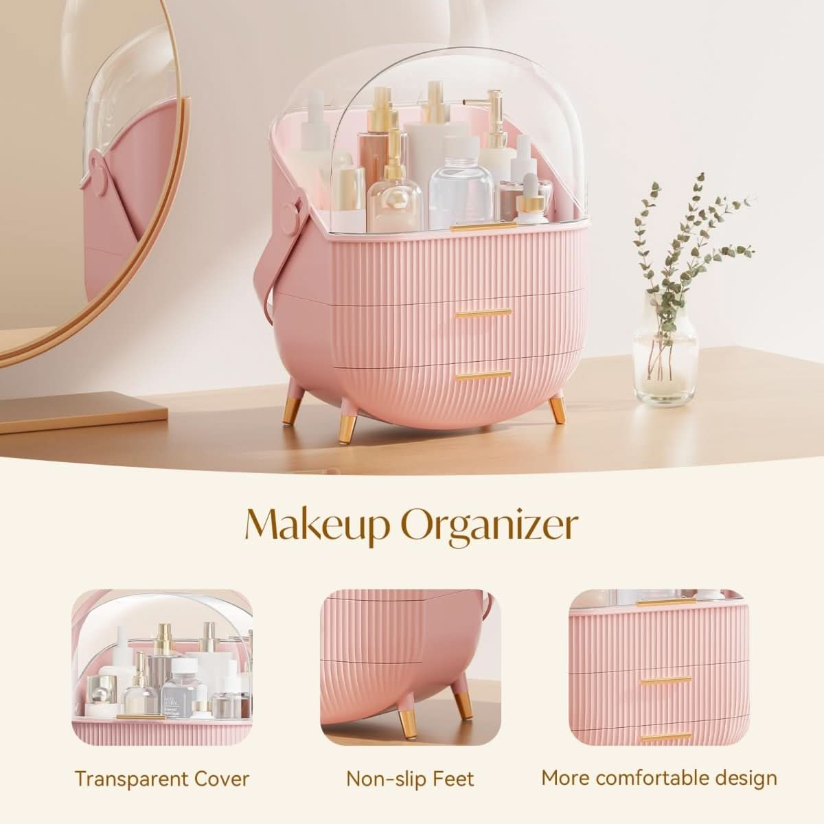 BEAUTYSENSE Makeup Organizer Dustproof Waterproof Cosmetic
