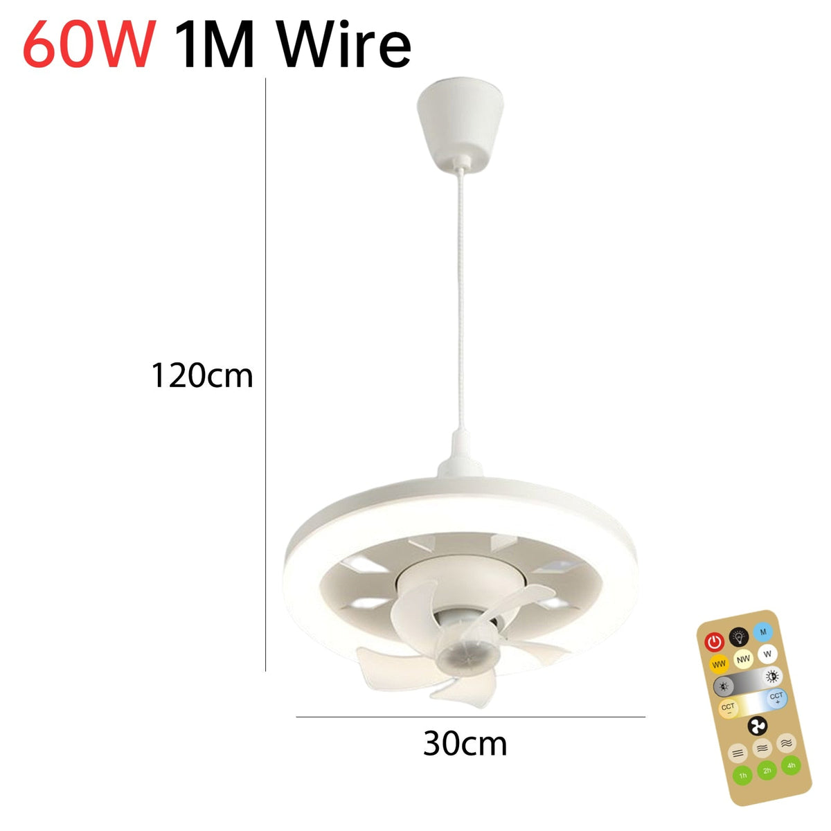 Ceiling Fan with Light, Remote Control LED Ceiling Fan Light for Bedroom & Living Room