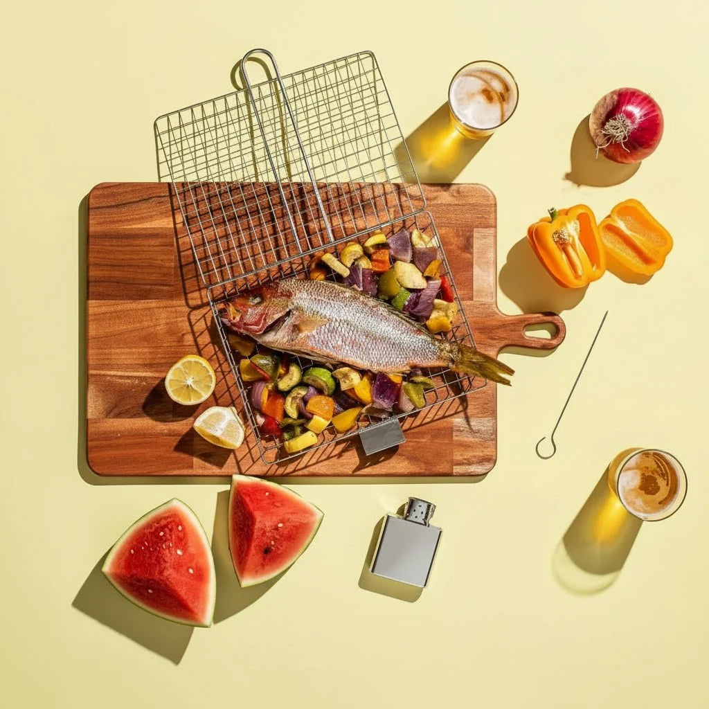 GRILLBASK Portable Stainless Steel Grill Basket