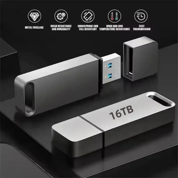 Waterproof USB Flash Drive 16TB, Shockproof USB 3.2 Portable Storage for Windows & Mac