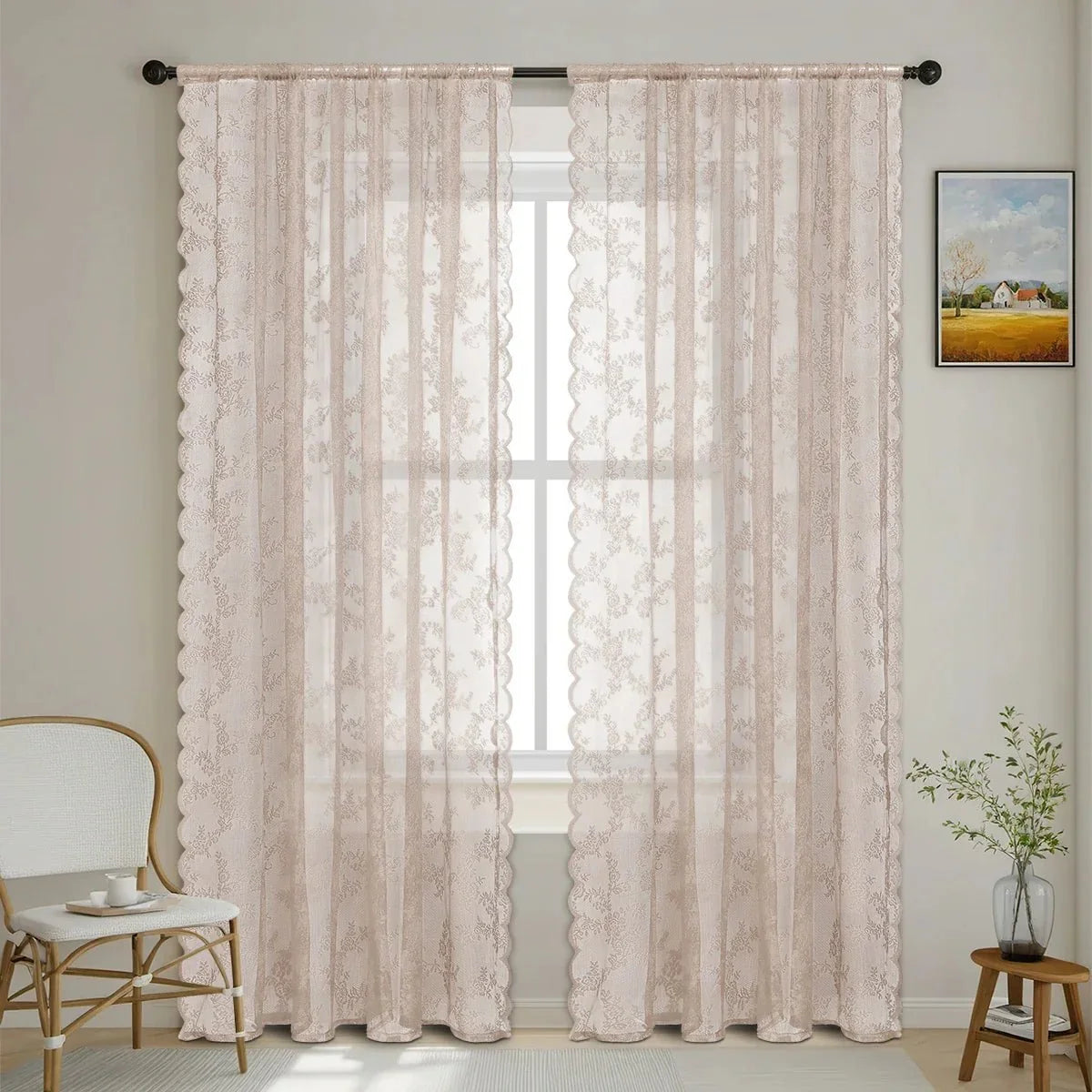 ROSALACE Romantic Rose Lace Curtain