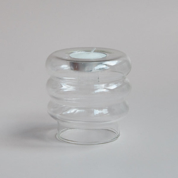 Glass Candle Holder, Spiral Taper Candle Holder