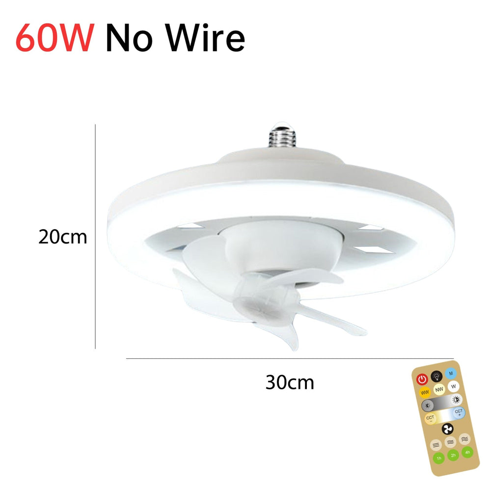 Ceiling Fan with Light, E27 Socket Fan Light with Remote Control, LED Ceiling Fan Lamp