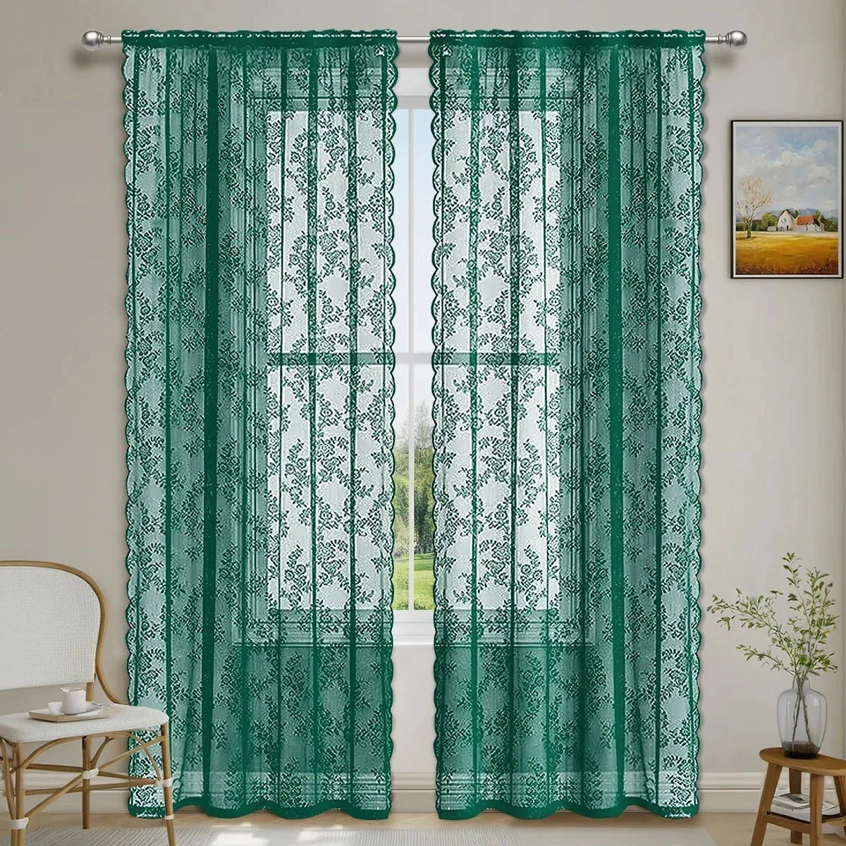 ROSALACE Romantic Rose Lace Curtain
