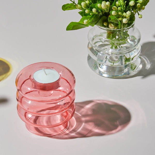 Glass Candle Holder, Spiral Taper Candle Holder