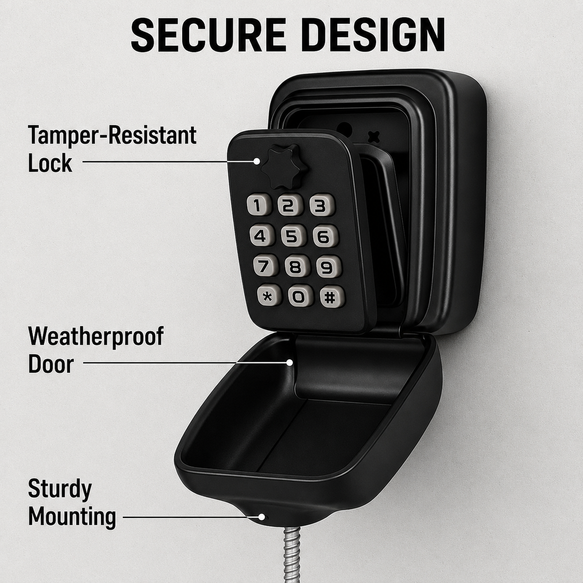 Weatherproof Metal Key Safe with Combination Code