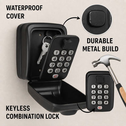 Weatherproof Metal Key Safe with Combination Code
