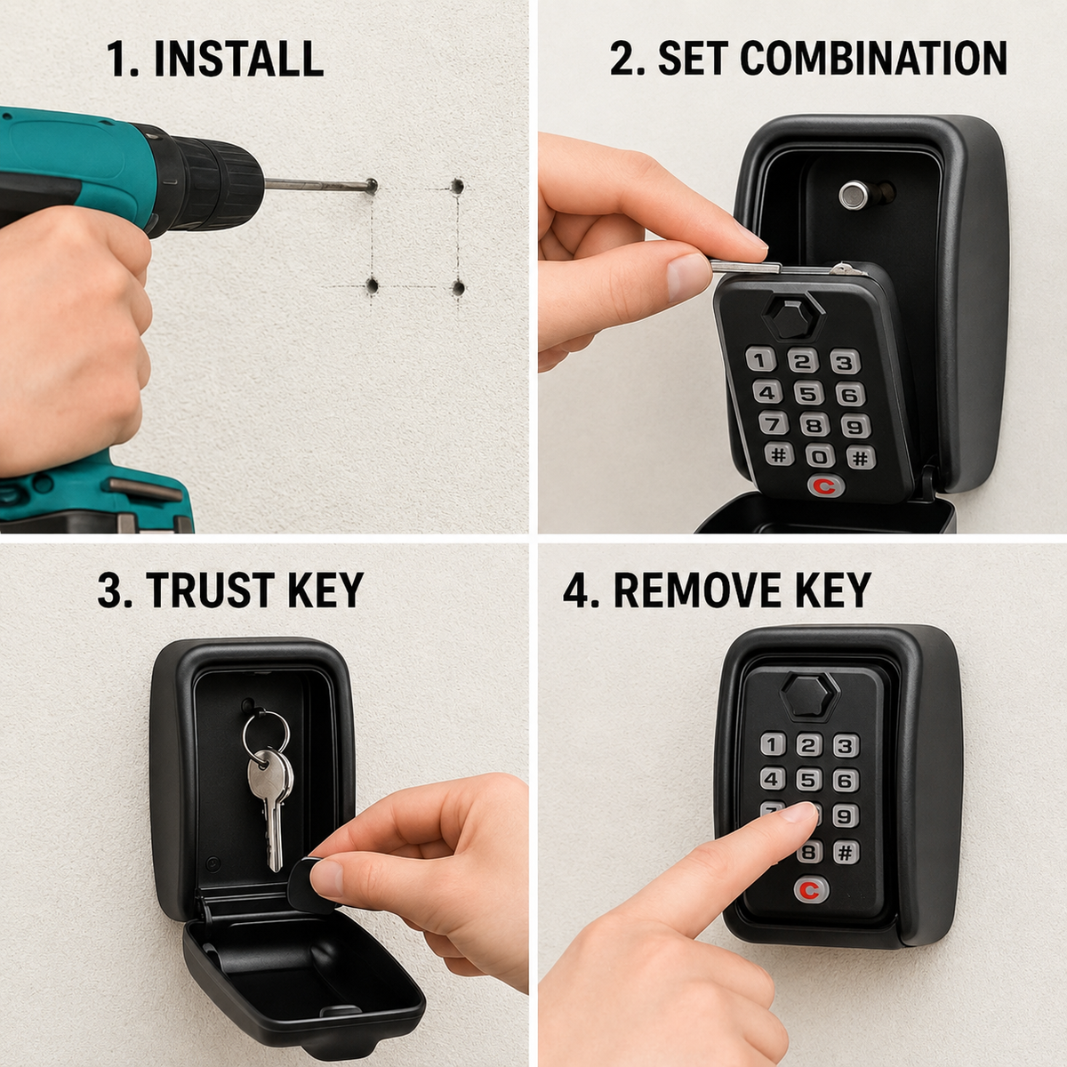Weatherproof Metal Key Safe with Combination Code