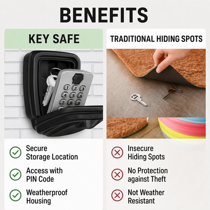 Weatherproof Metal Key Safe with Combination Code