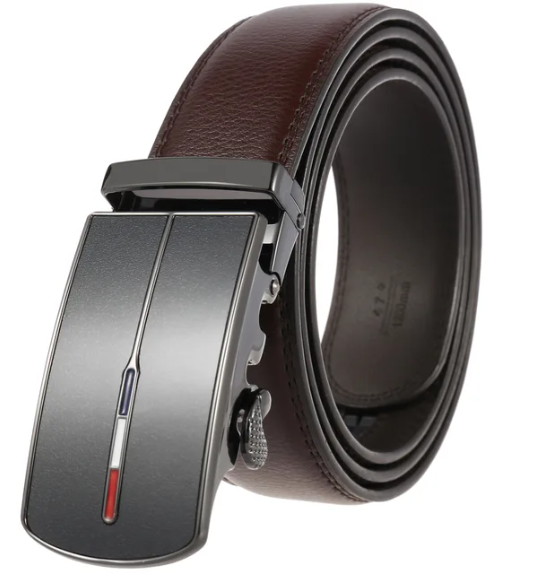 Men's Leather Belt with Automatic Buckle