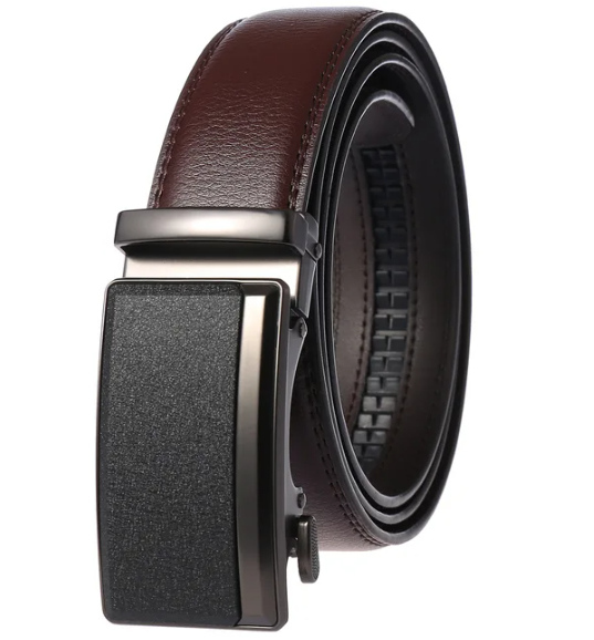 Men's Leather Belt with Automatic Buckle
