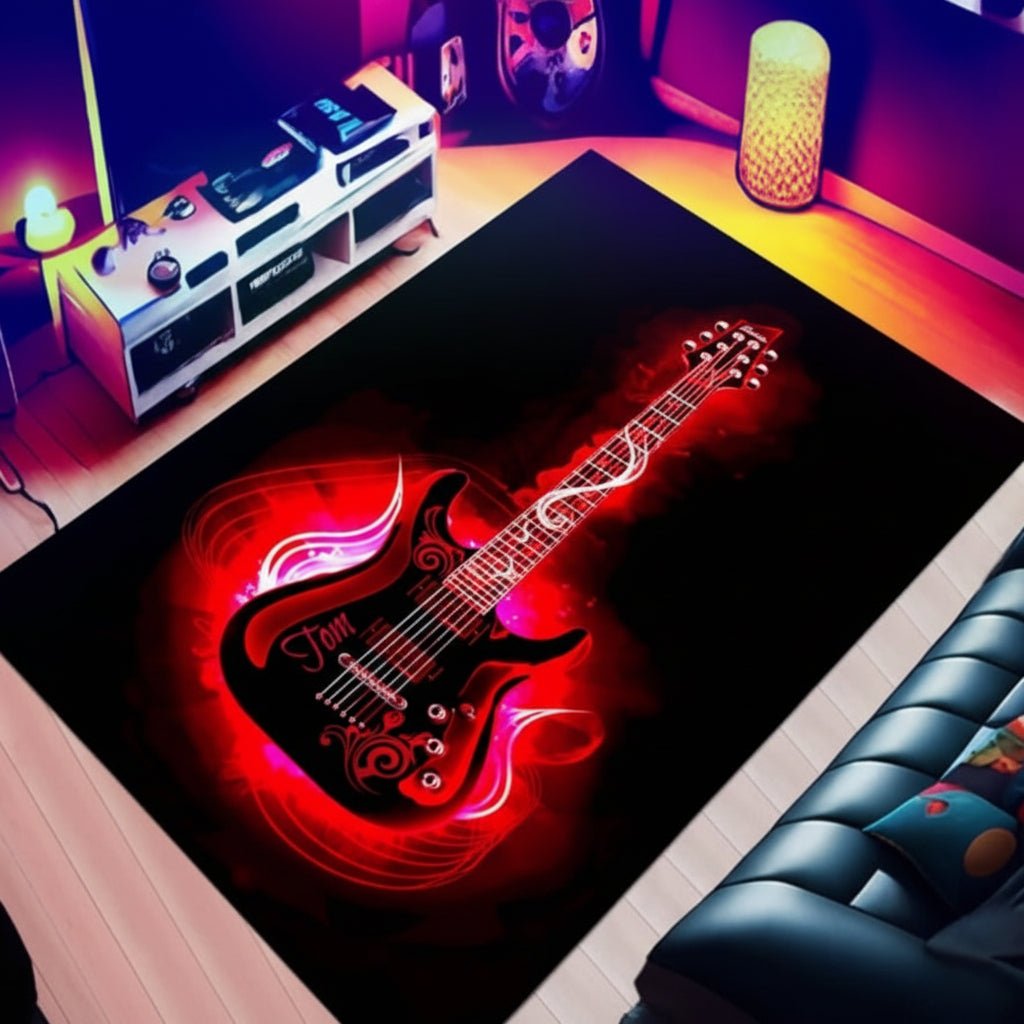 SOFTVINTAGE Vintage Guitar Print Area Rug