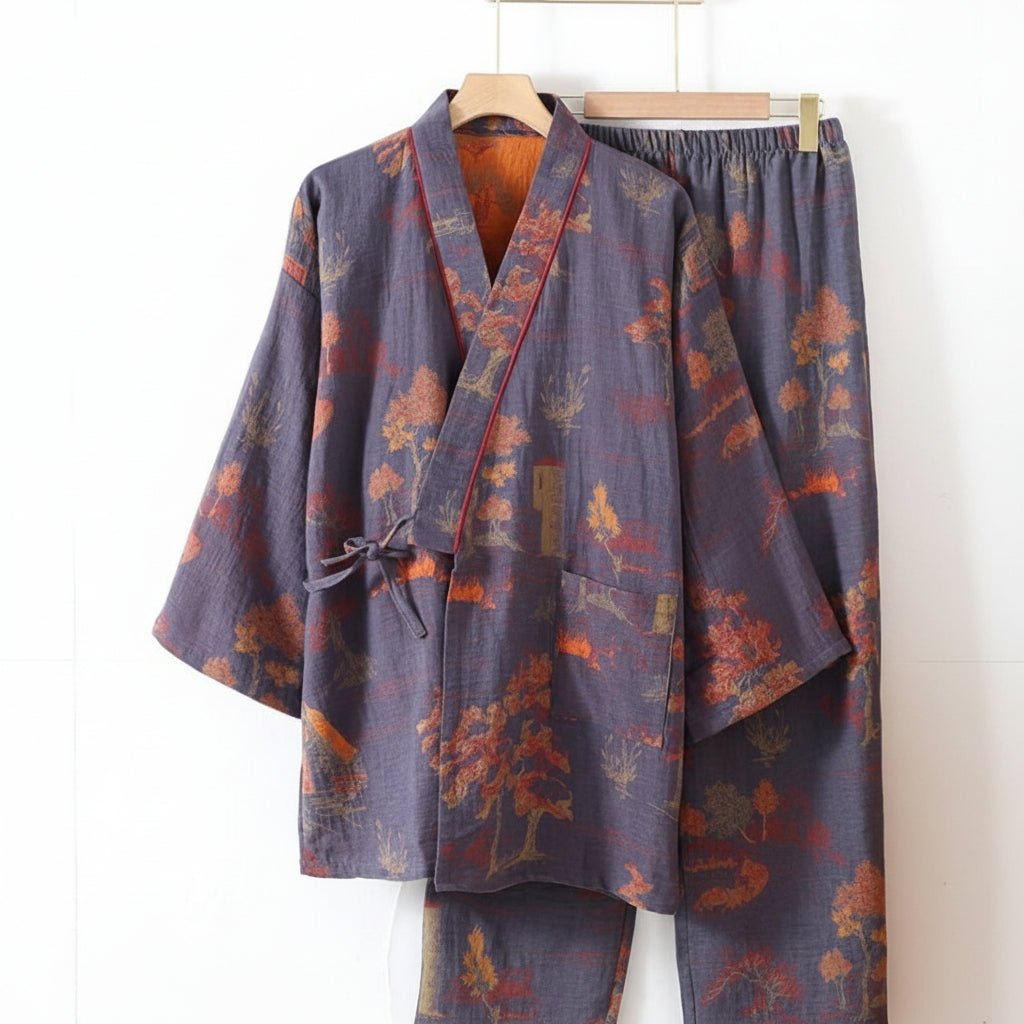 PAINTDRAPE Watercolor Cotton Kimono Pajama Set