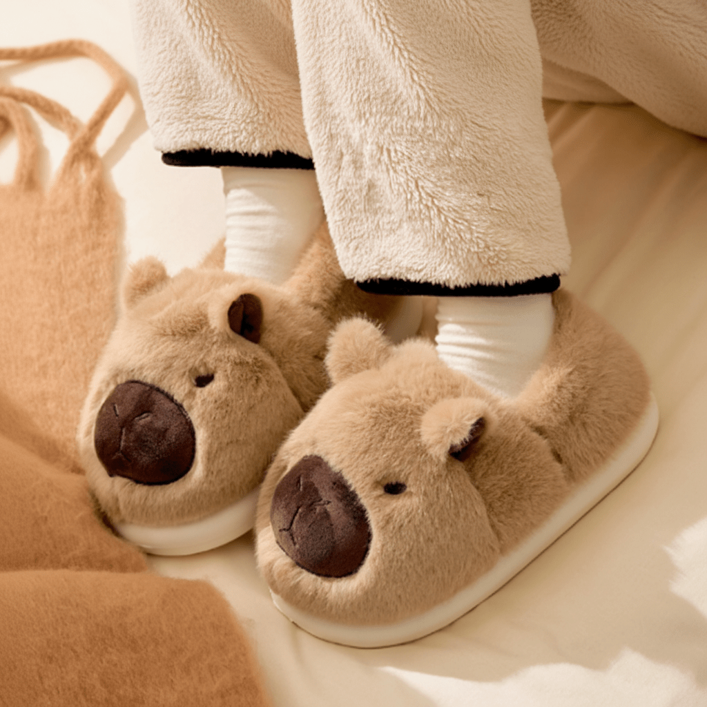 CUDDLEBARA Capybara Plush Indoor Slippers