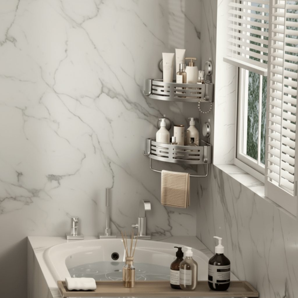 SHELVARA Gray Corner Shelf